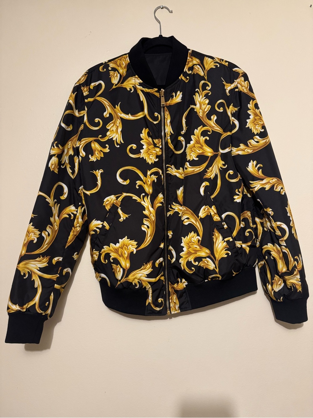 FLOYD MAYWEATHER Versace Reversible Zip-Up Bomber Jacket Black/Gold Baroque